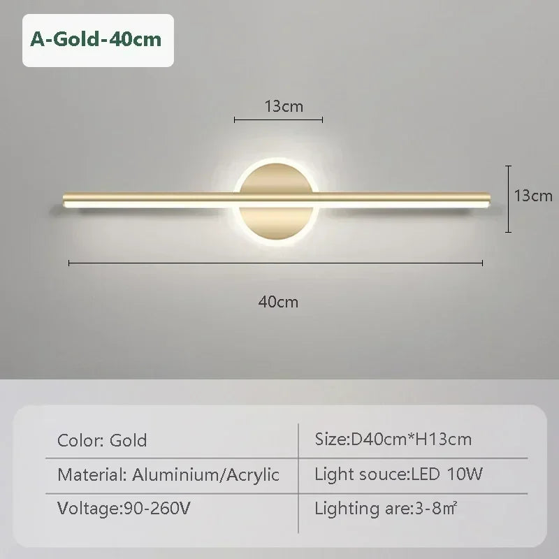 lampe murale led moderne blanche dorée brillante minimaliste éclairage quotidien chambre cuisine salle manger