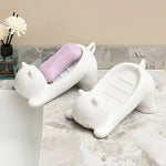 support savon chat blanc moderne tache rose salle bain accessoire bain blanc opacité moderne