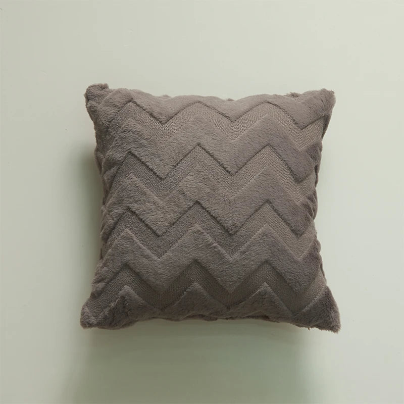 coussin decoratif plush 45x45cm motif zigzag moderne blanc gris rose chambre salon voiture