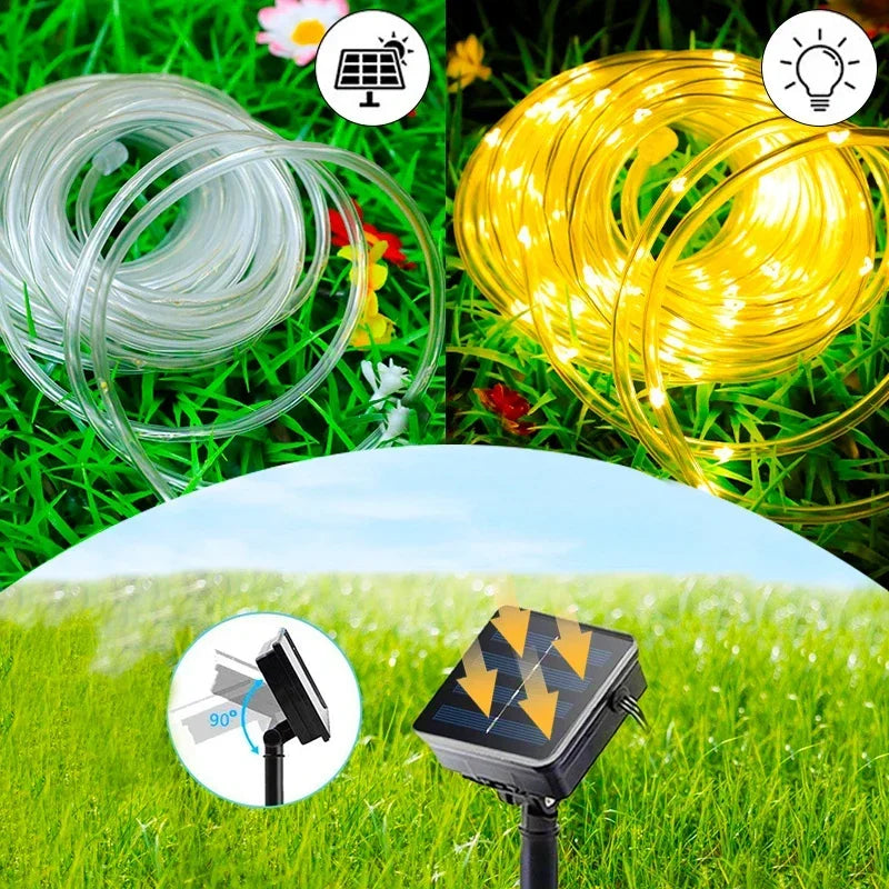 guirlande lumineuse led multicolore moderne 32m 300leds extérieure solar ip65