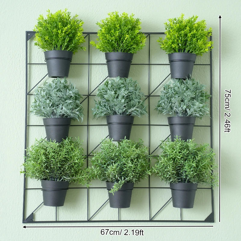 décoration murale plantes artificielles pots plastique feuilles vertes stores blancs minimalisteextérieurintérieur