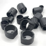 anneaux fixation noirs plastique rayures verticales moderne 13mm 16mm 19mm 22mm 25mm 32mm pack