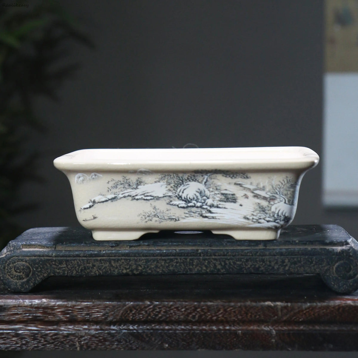 bacs plantes chinois paysage peint blanc opaque décoration intérieure pots fleurs