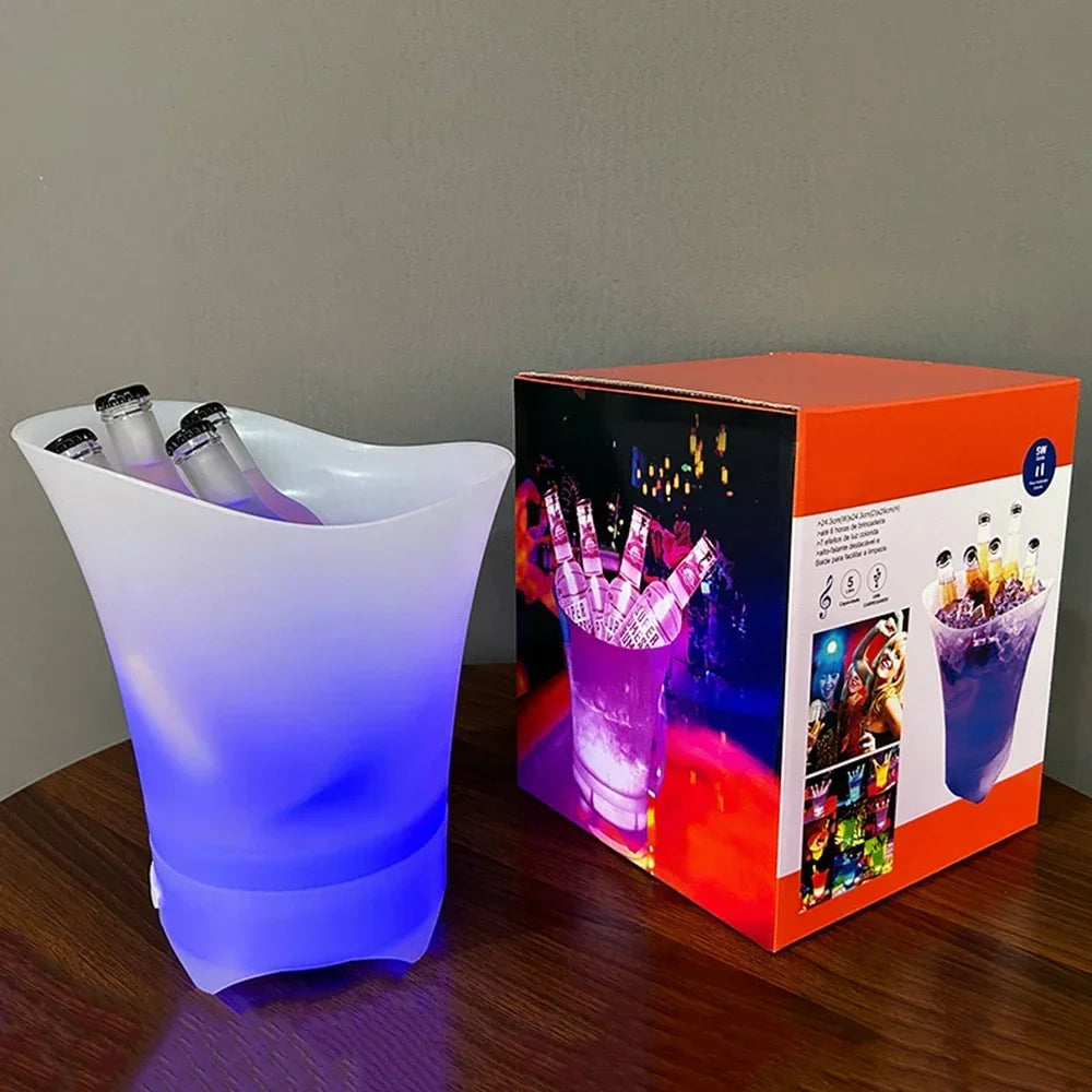 seau glace lumineux enceinte bluetooth blanc violet bleu vert orange moderne festival