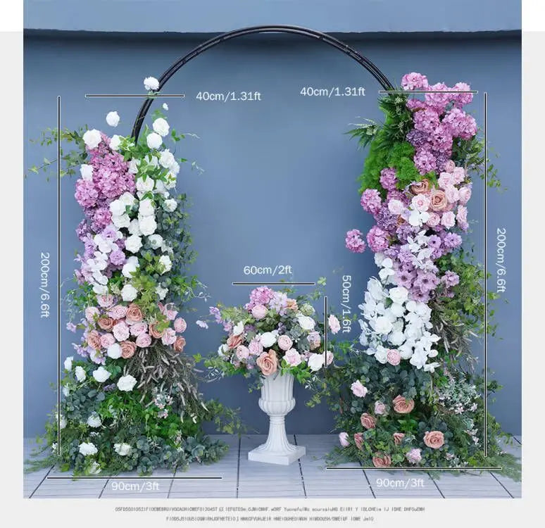 arche décorative florale violet rose blanc vert fleurs artificielles feuillage classique extérieur mariage événement