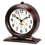 horloge table classique quartz aiguille brun foncé cadre bois chiffres romains transparent verre vintage