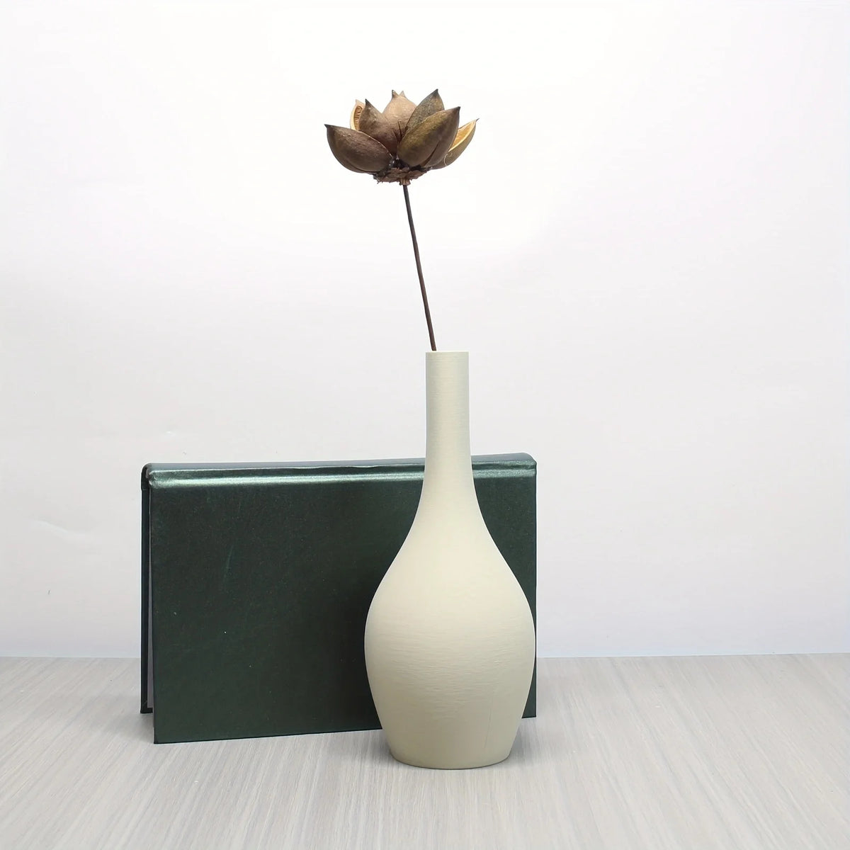 vase minimaliste moderne fleurs séchées noir blanc marron surface mate