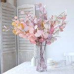 bouquet artificiel moderne feuilles rondes couleur rose beige blanc vert rouge décoration intérieureextérieur