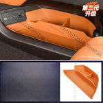 organisateur rangement voiture orange texture cuir moderne adhésif compartiments tasses objets smartphone