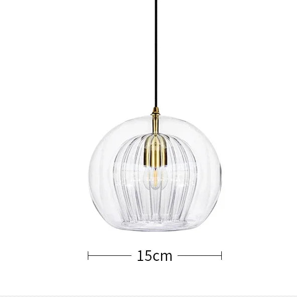 suspension lumineuse moderne transparente rayures verticales ampoule incluse câble noir chambre cuisine