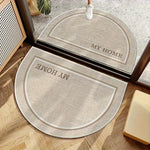 tapis demi circulaire beige clair velours bouclé moderne antidérapant porte entrée bienvenue maison résistant