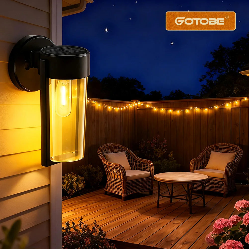 lampe solaire murale moderne noire transparente ip65 led interrupteur panneau solaire