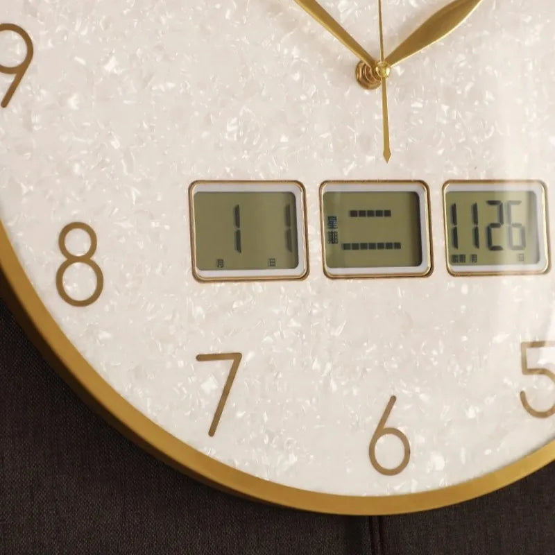 horloge murale moderne ornement cerf cadre doré aiguilles tissu noir pompon nouveau chinois