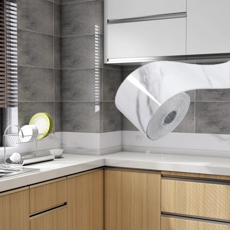 ruban adhésif décoratif marbre moderne blanc gris autocollant mural fond télévision porte