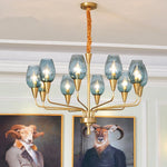 chandelier moderne or verrines transparentes élégant suspension tableaux décorativos