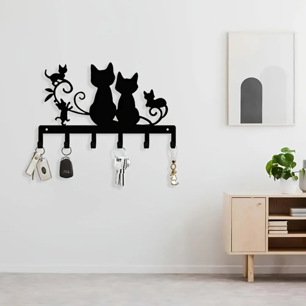 décoration murale magnétique chats stylisés motifs floraux porte clés fixations murales modernes animaux
