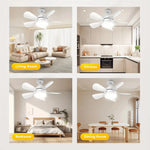ventilateur led blanc moderne télécommande lumière variable facile chambre salon