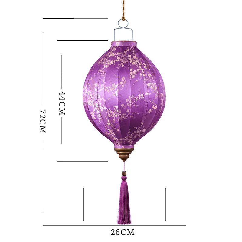 lanternes traditionnelles imprimées fleurs dorées opaques couleurs vives tissu anniversaire noël fêtes