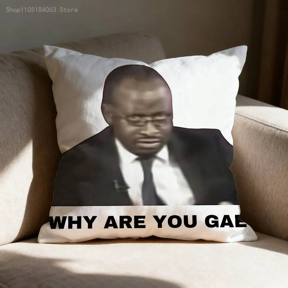 taie d'oreiller imprimé why are you gae carré moderne polyester blanc coussin décoratif