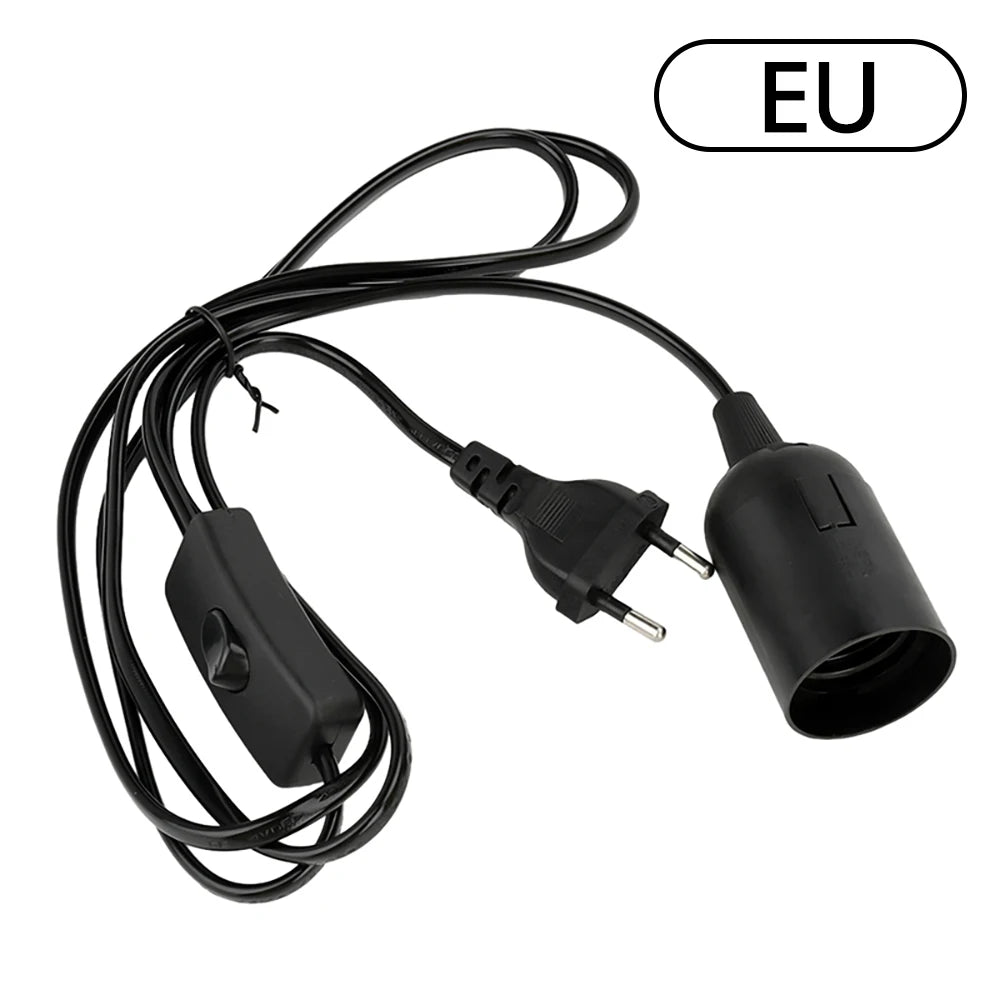 support lampe e27 douille on off interrupteur prise eu câble électrique noir blanc industrial