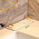 ensemble porte brosse dents porte savon marbre moderne or noir élégant bouteille parfum fleurs