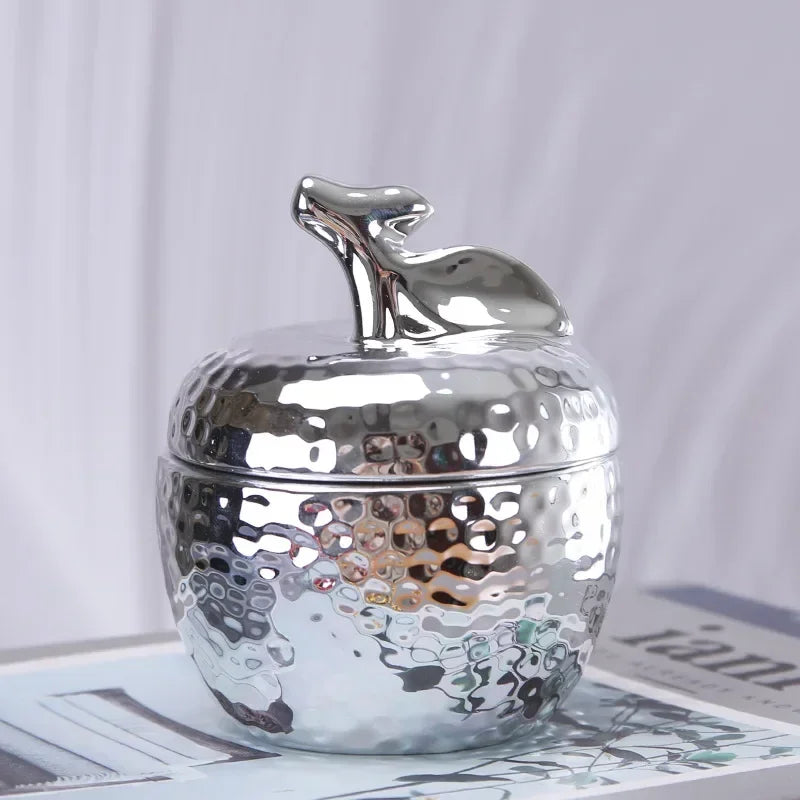 boîte bijoux fruit forme céramique or argent texture martelée moderne décoration rangement