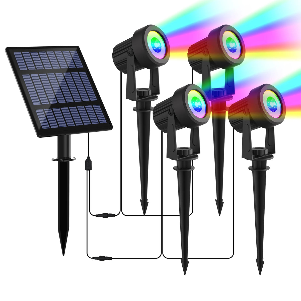 projecteur solaire ip65 étanche rgb lumières led modernes vacances noël halloweenextérieur