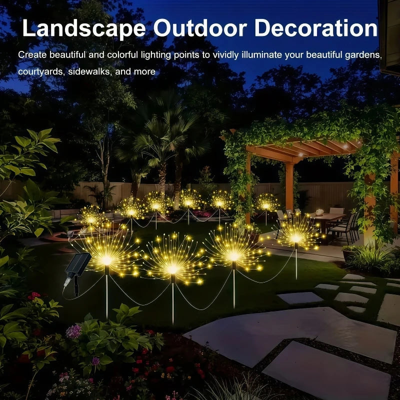 lumière solaire feu d'artifice multicolore moderne extérieur piquet fixe led jardin patio