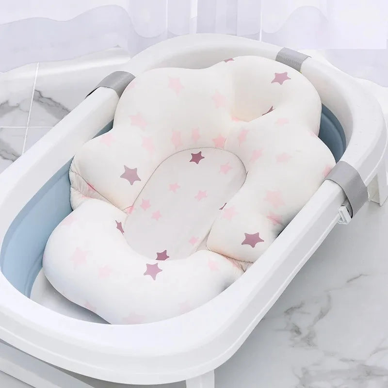 baignoire pliable bébé coussin gouttes étoiles rose moderne confortable sécurité blanc bleuclair