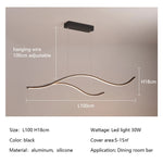 suspension lumineuse moderne or noir ampoules led ondulées 30w 60w remote dimming