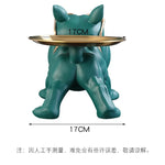 statue chien noir gris orange verte résine main doré bijoux clés moderne européen