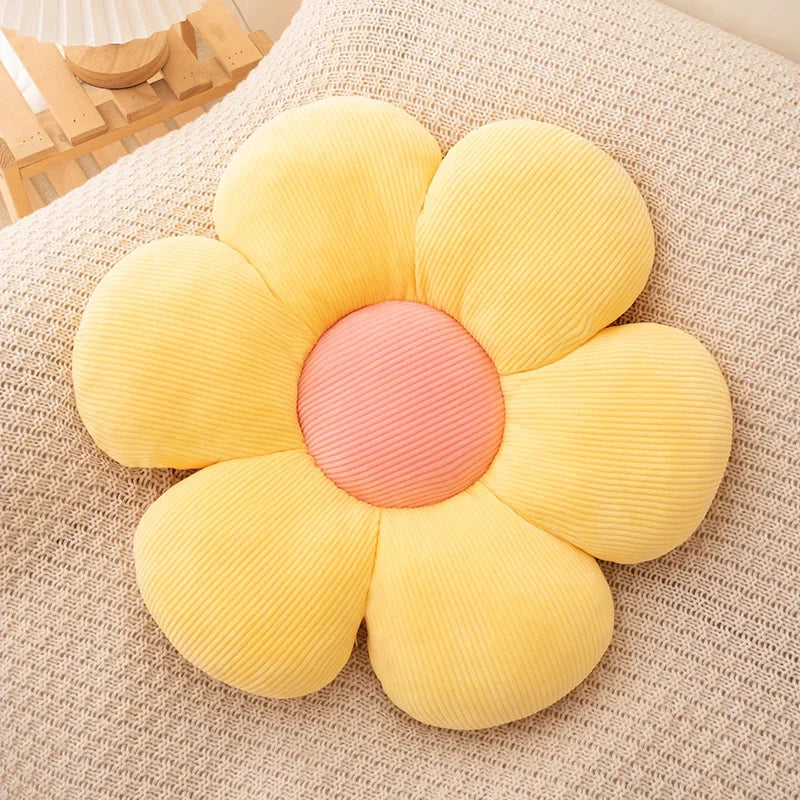 coussin décoratif terry cloth rayures horizontales moderne enfantin rose blanc bleu vert jaune 38cm