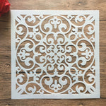pochoir stencil blanc noir ornamental floral artisanal decoratif 32cm 32cm