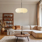 suspension lumineuse moderne pince rayures horizontales blanc opacité 50cm chambre salon restaurant