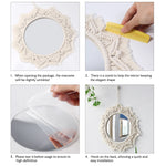 miroir boho blanc macramé franges artisanal crochet peigne protection chambre salon