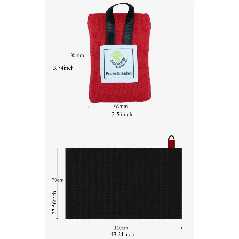 couverture poche rouge bleu motif imprimé pratique compact imperméable pliante légère camping plage