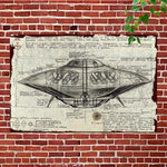 plaque décorative vintage dessin technique sous marin texte russe opacité suspension maison moderne