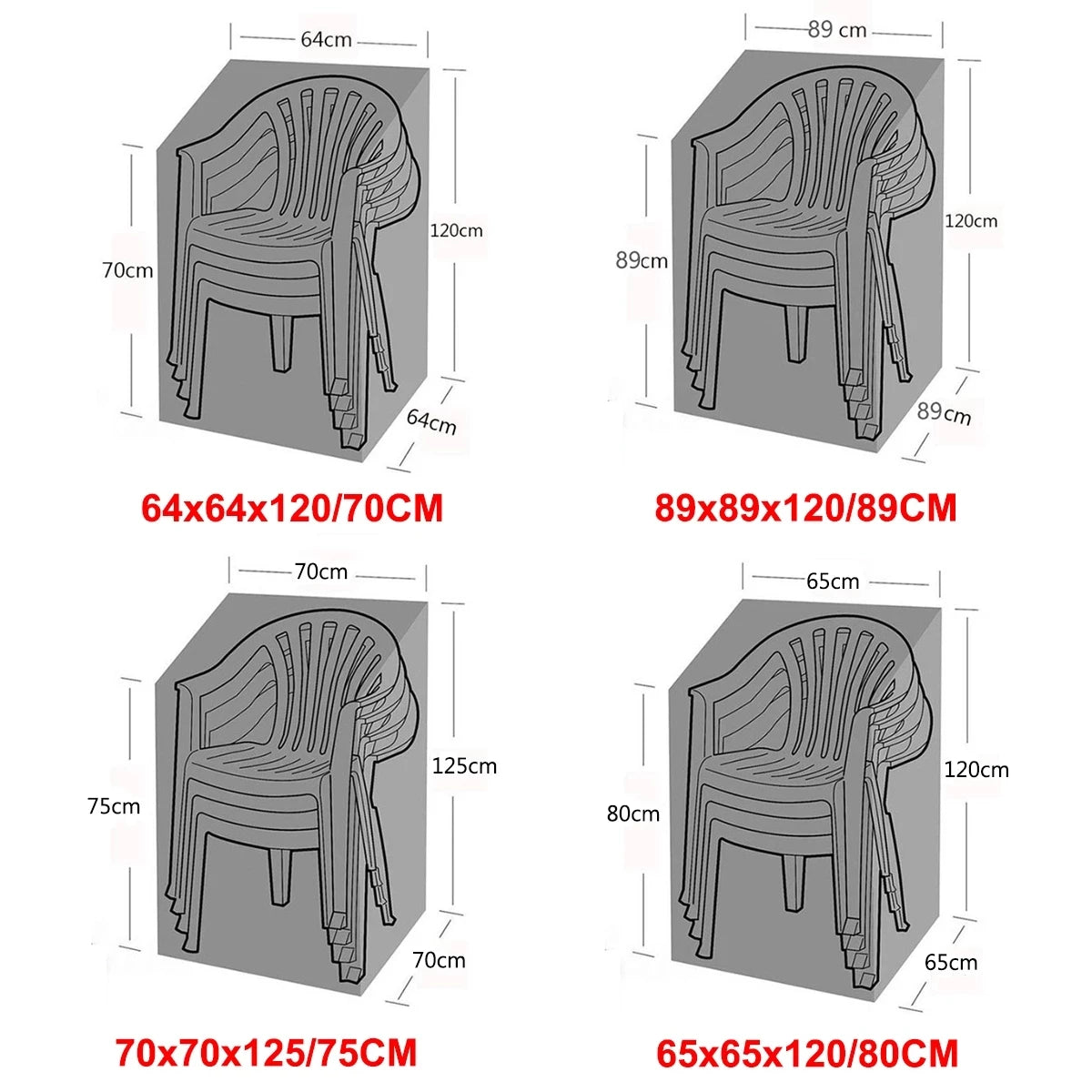 housse protection chaise noire moderne coton polyester cordons serrage sac rangement poignées rembourréespaque