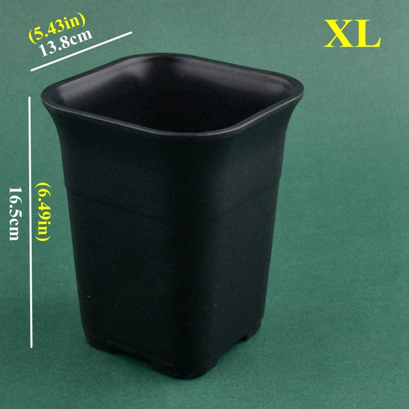 Pots fleurs carrés modernes blanc noir grains drainage 10 pièces