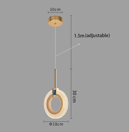 Suspension lumineuse contemporaine dorée acrylique câble suspendu élégante chambre salon