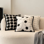 housse coussin géométrique noir blanc modernes 45x45cm amovibles lavables adultes casa bohème