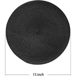 placemats noirs tissés anti dérapants résistants chaleur modernes faciles nettoyer pp respectueux l'environnement