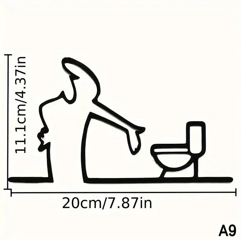 décoration murale minimaliste autocollant silhouette wc douche noir