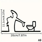 décoration murale minimaliste autocollant silhouette wc douche noir