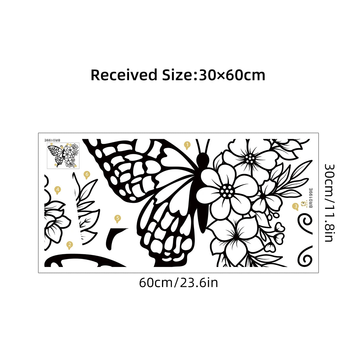 autocollant mural papillon fleur noir minimaliste chambre enfant décoration intérieure stickers adhésifs