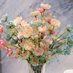 bouquet fleurs artificielles rose blanc bleu moderne élégant vase transparent décoration intérieure anniversaire mariage