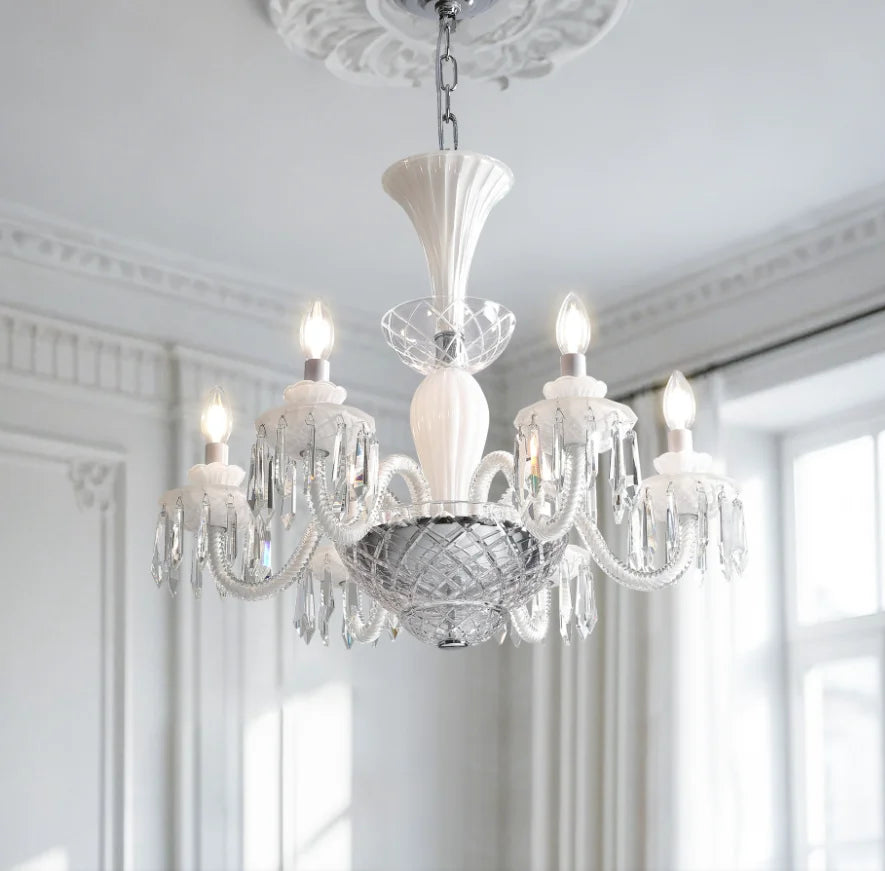 lustre cristal blanc noir baroque salon chambre encastrée LED classique