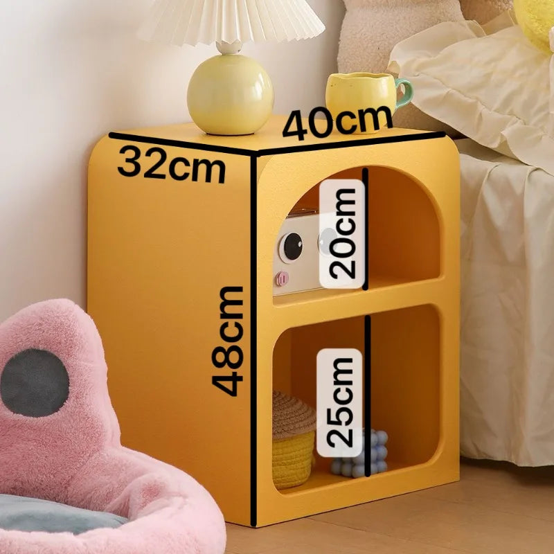rangement moderne minimaliste table nuit meubles chambre coucher blanc jaune noir
