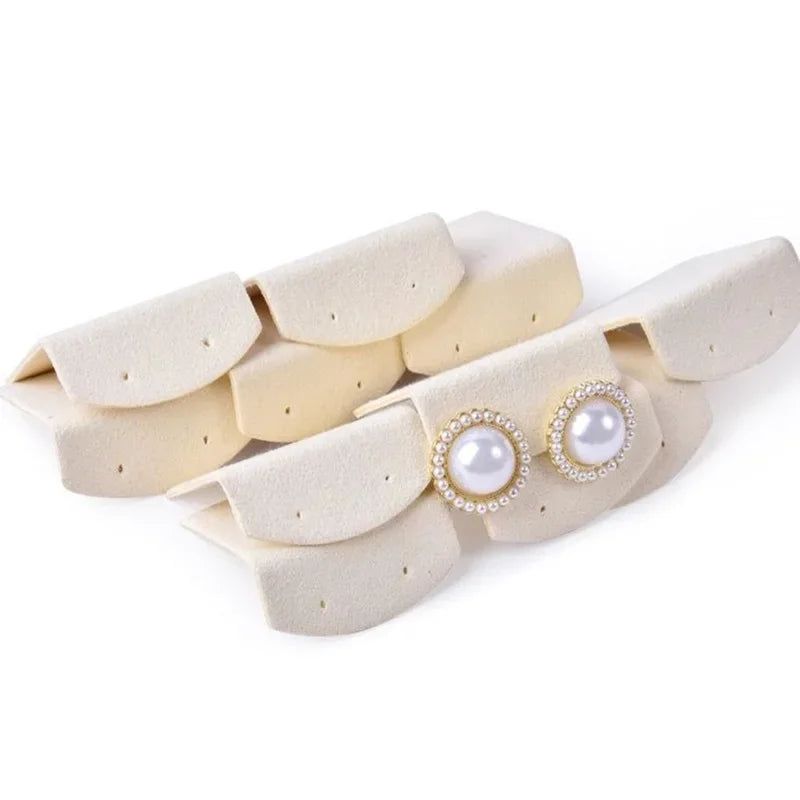 présentoir bijoux rotatif velours bois beige gris moderne clips removable supports individuels