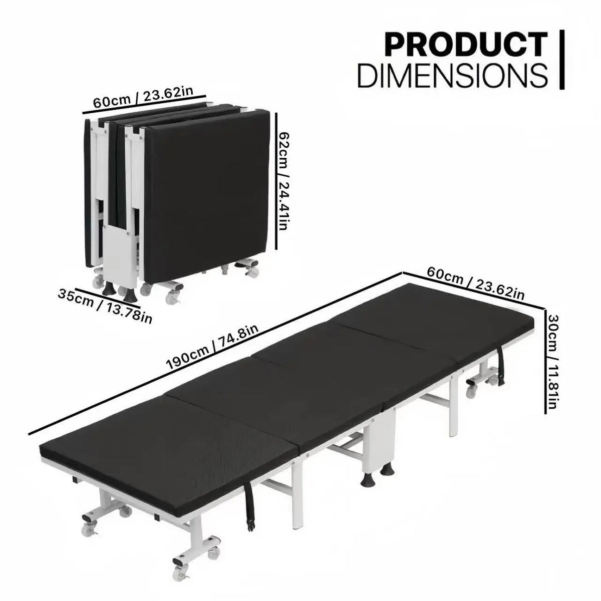 lit pliant multifonction moderne acier texturé noir blancversible sofa chambre coucher
